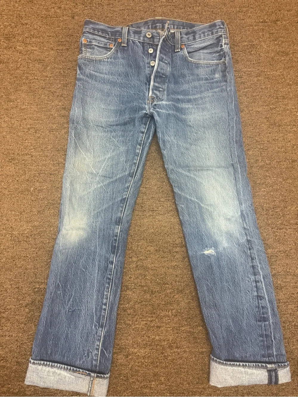 Levi’s 501 Original Button Fly Straight Leg Jeans W33 L34 Light Wash